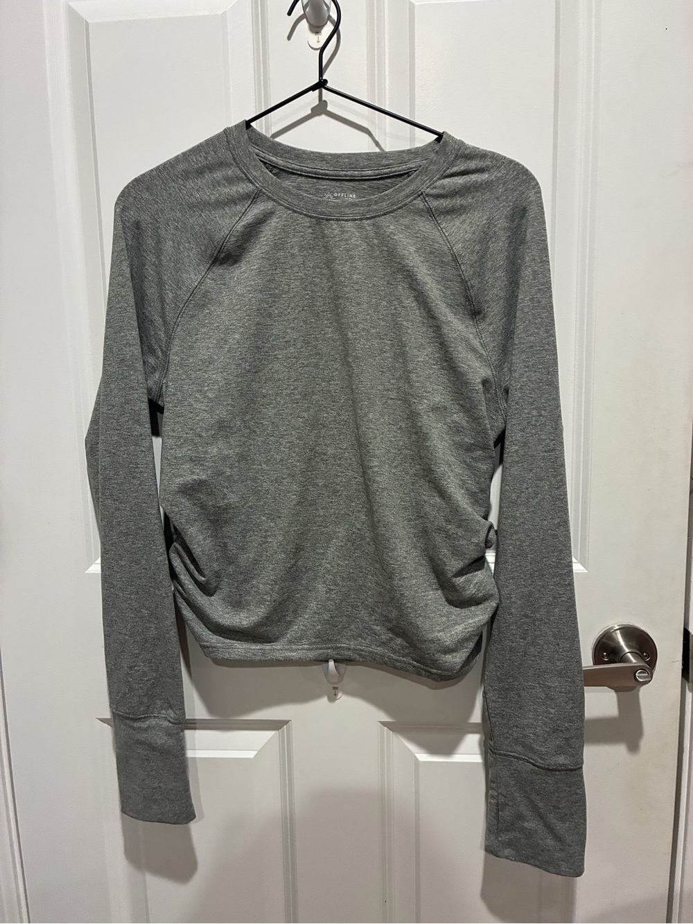aerie Heather Gray Long-Sleeve Crewneck Top